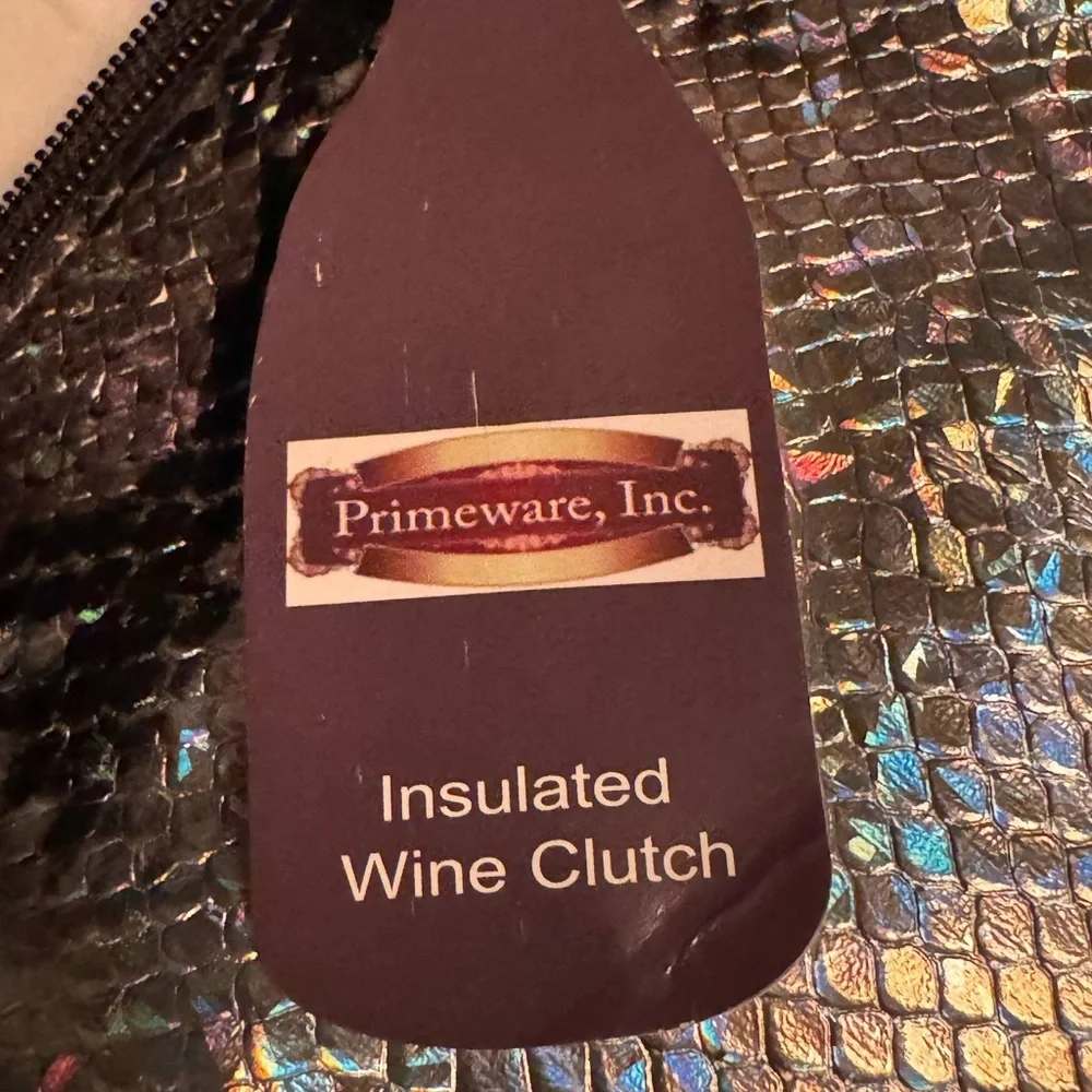 Insulated wine purse Elegant sequin Silver Women's Handbag 15in wide 7in tall